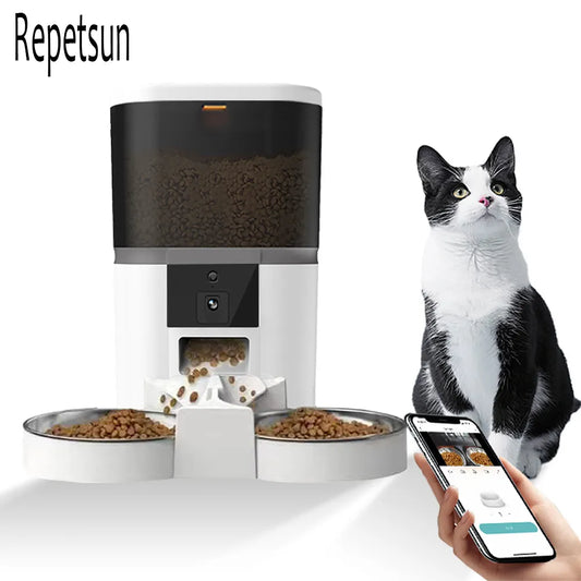 4L With HD Camera Automatic Pet Feeder Cat And Dog Food Automatic Dispenser Suitable For Two Pet Cat And Dog Feeding Remote Feed